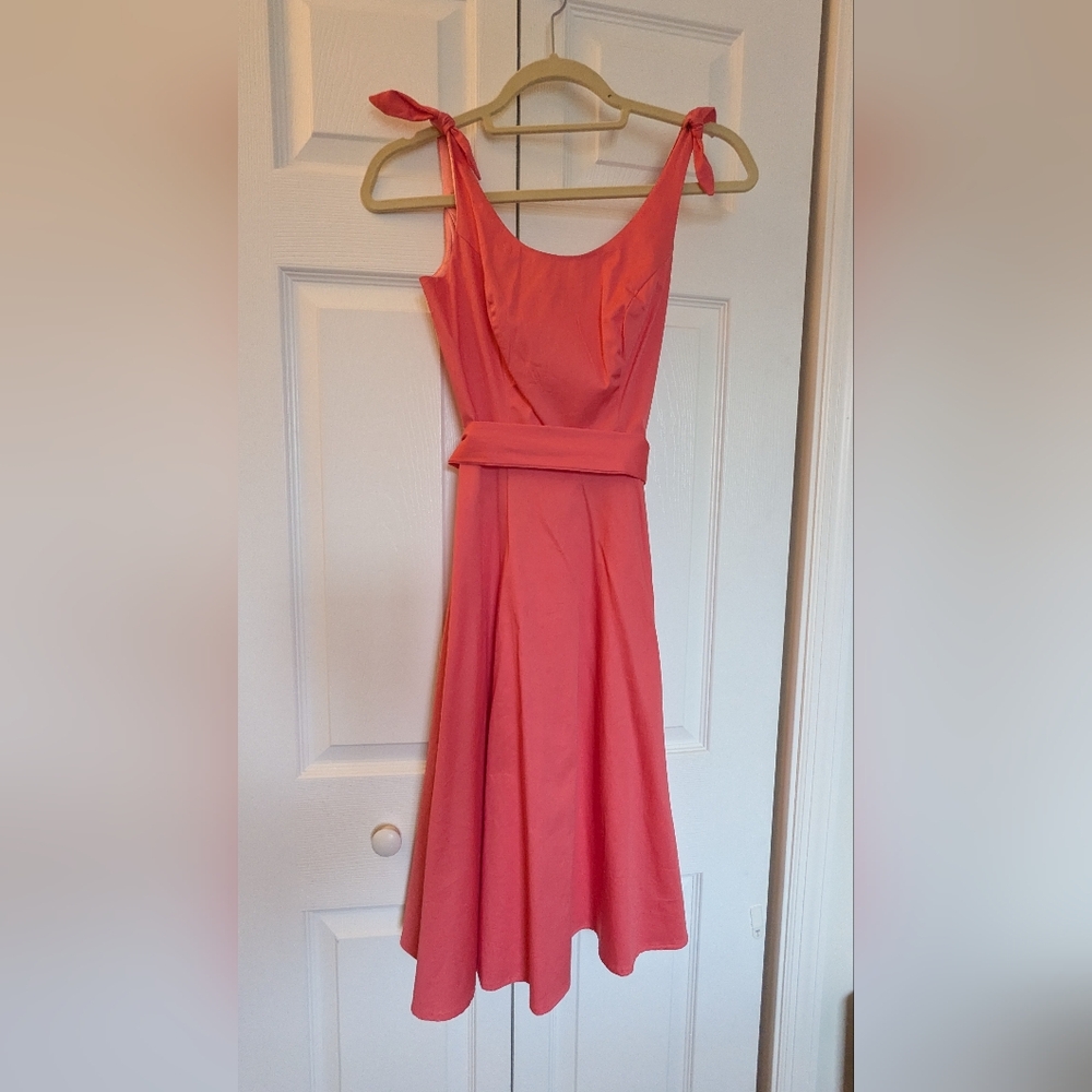 Elegant Coral Sleeveless Dress
